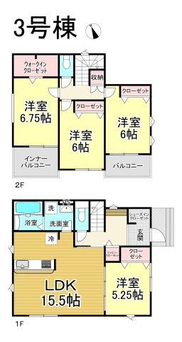 【同施工物件ご案内可能】日進市岩崎町　全4棟の間取り|【3号棟】3990万円、4LDK＋FC＋WIC＋SC、土地面積:160.01㎡、建物面積:103.09㎡