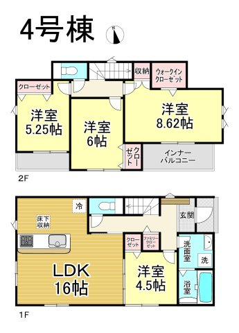 【同施工物件ご案内可能】日進市岩崎町　全4棟の間取り|【4号棟】3890万円、4LDK＋FC＋WIC、土地面積:148.16㎡、建物面積:102.88㎡