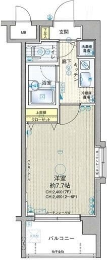 ラグジュアリーアパートメント両国の間取り|間取りです。