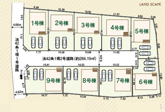 【仲介手数料無料】CRADLE GARDEN　狭山市柏原第15　全９棟　６号棟の区画図