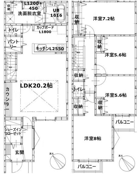 江戸川区江戸川１丁目　新築戸建の間取り
