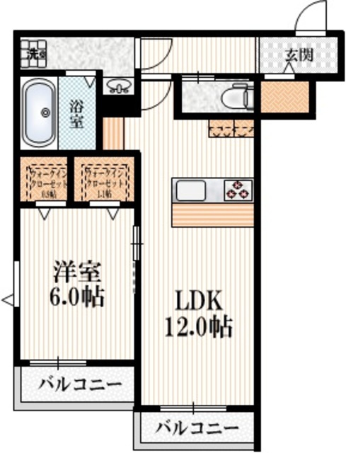 ブラン　パレの間取り|★ウォークインクローゼット２箇所あり★