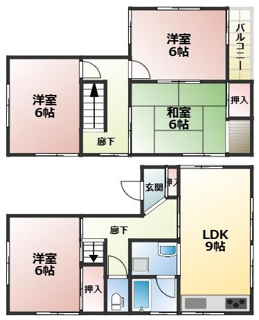 三木市西自由が丘戸建の間取り
