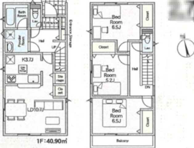 『八王子市新築戸建て』八王子市横川町895-1【仲介手数料無料】　４５期の間取り|～仲介手数料無料☆八王子ひなた不動産～八王子市横川町　新築戸建て