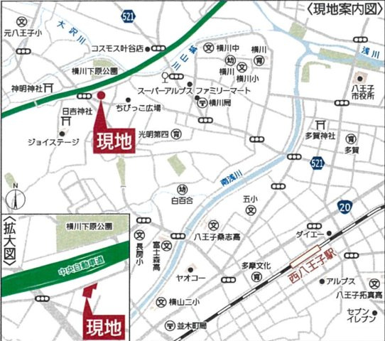『八王子市新築戸建て』八王子市横川町895-1【仲介手数料無料】　４５期の地図|～仲介手数料無料☆八王子ひなた不動産～八王子市横川町　新築戸建て