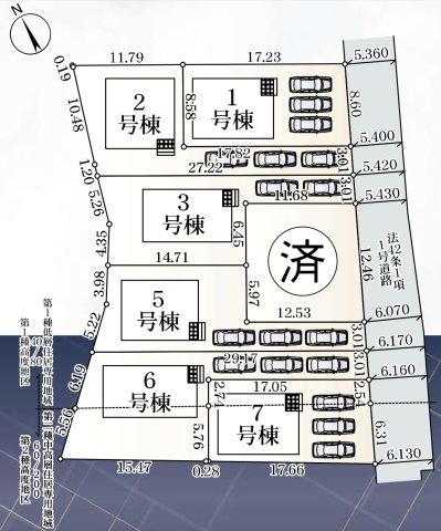 『八王子市新築戸建て』八王子市宮下町7-2【仲介手数料無料】　６期の区画図|～仲介手数料無料☆八王子ひなた不動産～八王子市宮下町　新築戸建て