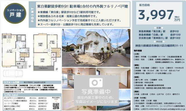 ★仲介手数料無料★ 横浜市神奈川区白幡西町|仲介手数料無料！お問合せ下さい/080-7058-7312 