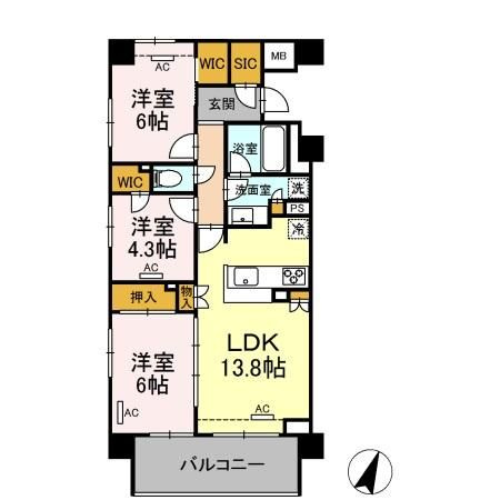 ザ・パークハウス横浜大口　Dの間取り
