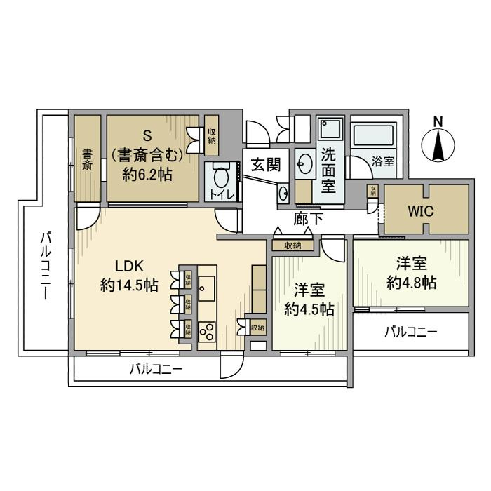 サンウッド市川真間グリーンヒルズＦ棟の間取り