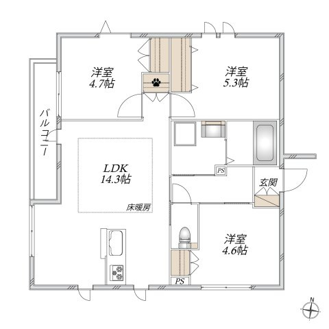 仮称）中野区本町５丁目計画の間取り