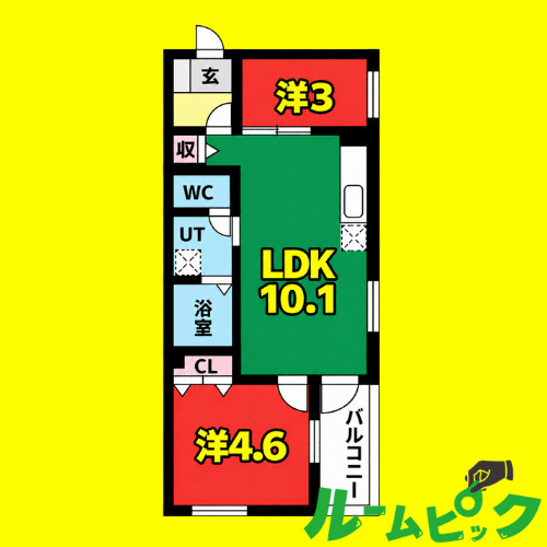クラージュ黒川Ⅱ　名古屋市賃貸　仲介手数料無料の間取り