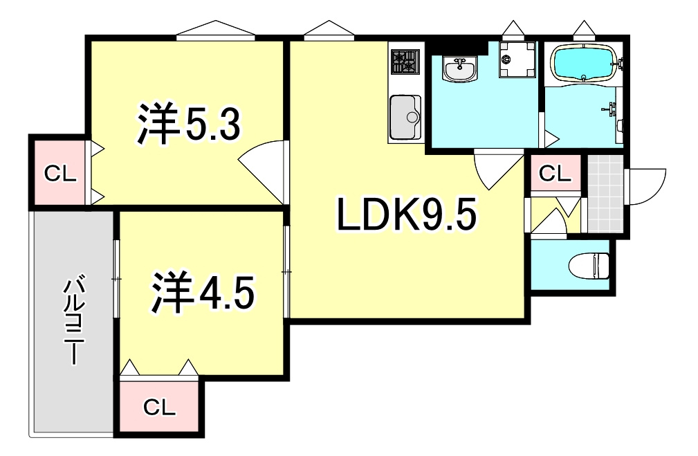 クリエオーレ東園田町Ⅰの間取り