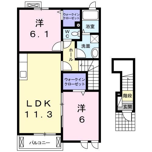 【間取り】 | ハイツＵＴＳＵＢＥ　Ⅱ