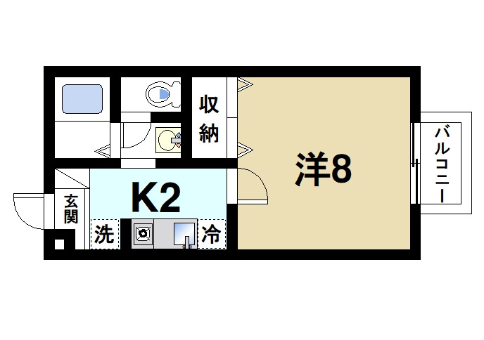 コンフォール奈良南の間取り|お一人暮らしにピッタリの1Ｋのお部屋です。