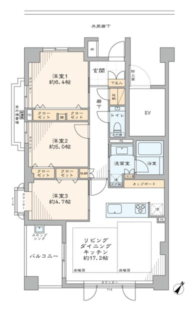 ロネスタ戸越公園（4部分）／仲介手数料無料／新規フルリノベーションの間取り
