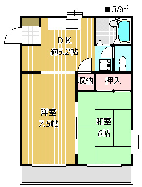 【間取り】 | フジマンション | 角部屋の募集です。キッチンにも窓があり室内が明るいですよ