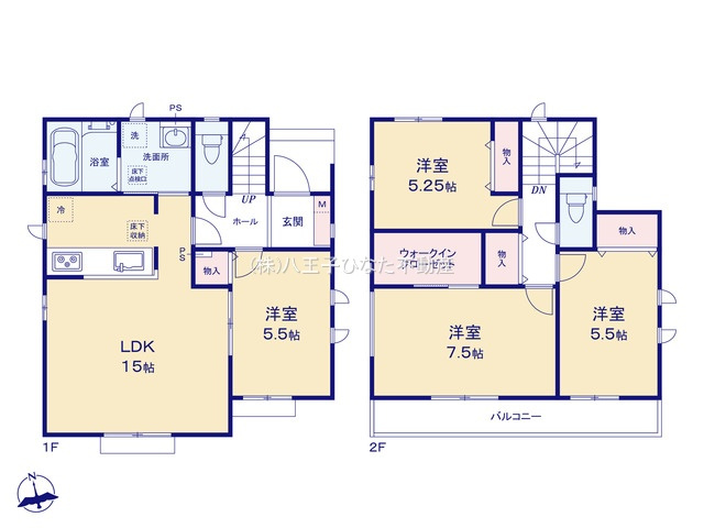 『八王子市新築　戸建て』東京都八王子市上野町108-6【仲介手数料無料】の間取り|～仲介手数料無料☆八王子ひなた不動産～八王子市上野町　新築戸建て