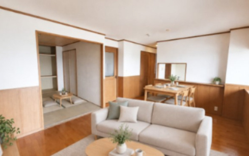 グレイスランドマーク堺・光明池の居間・リビング|LDK：バーチャルステージング画像（AI合成）です。合成された家具等は販売価格に含まれません。