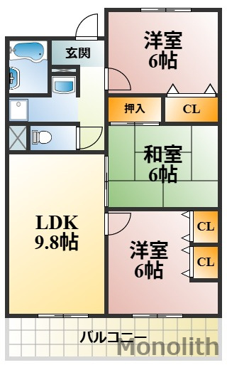 セーヌ東岸和田の間取り