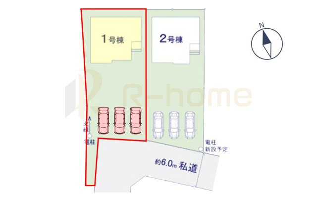 水戸市見川24期　新築戸建て　1号棟の区画図|大きなお買い物だからこそ、メリット・デメリットを伝えさせて頂きます。
R-homeにお任せください♪