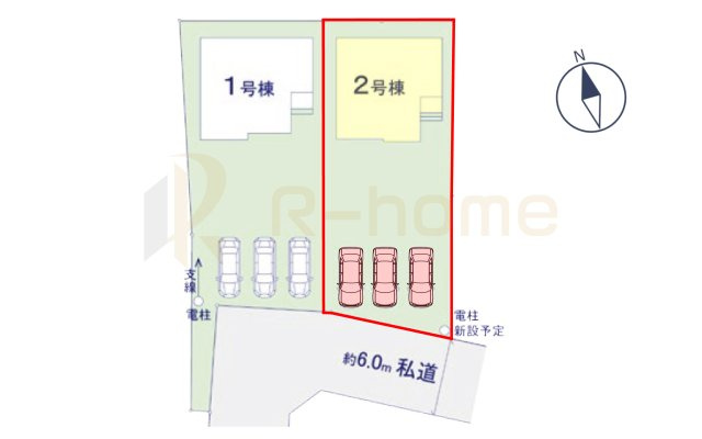 水戸市見川24期　新築戸建て　2号棟の区画図|大きなお買い物だからこそ、メリット・デメリットを伝えさせて頂きます。
R-homeにお任せください♪