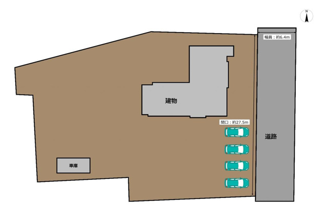 【区画図】 | 大仙市大曲戸巻町　戸建て | 【区画図】普通車並列4台駐車可能な駐車場は砕石敷きをしました。週末はもちろん平日でもご案内可能です。（要相談）