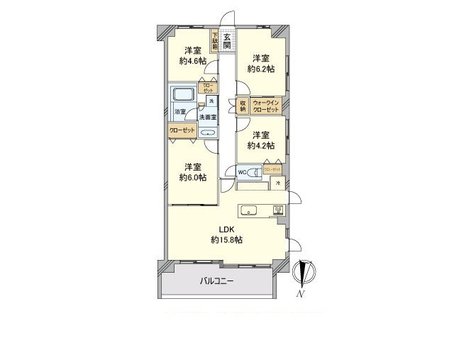 グラン・クロワージュ御殿山（3階部分）／仲介手数料無料／新規フルリノベーションの間取り