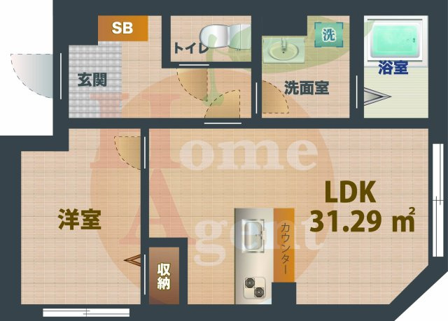 【間取り】 | ES-Grande東中野 | 1LDKのお部屋です。