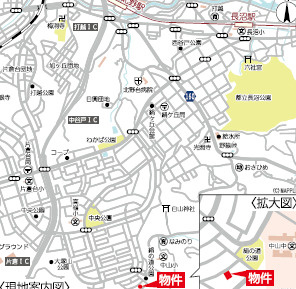 『八王子市新築戸建て』八王子市北野台2-13-11【仲介手数料無料】の地図|～仲介手数料無料☆八王子ひなた不動産～八王子市北野台　新築戸建て