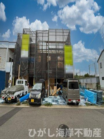 茅ヶ崎市中島　新築戸建　全３棟の外観|9月26日撮影　建築中　現地外観