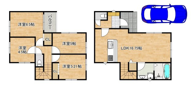 深井中町　新築一戸建の間取り|東向きにつき日当たり良好！ぜひ現地でお確かめください♪