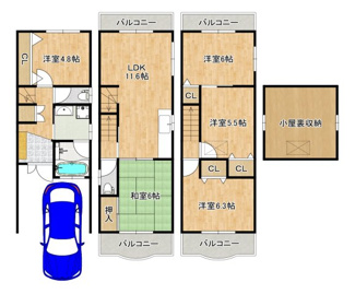 【間取り】 | 住吉２丁目　中古一戸建 | 広々５ＬＤＫ+小屋裏収納！ライフスタイルや家族構成に合わせて多目的にご使用いただけます♪