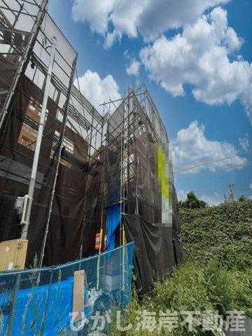 茅ヶ崎市中島　新築戸建　全３棟の外観|9月26日撮影　建築中　現地外観