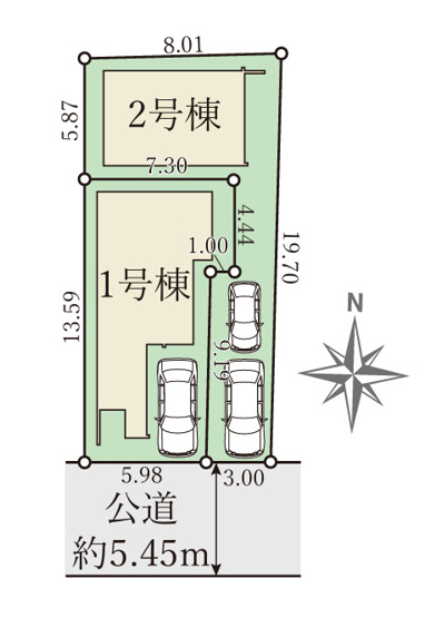【区画図】 | 平野区瓜破西3丁目　【2号棟/全2棟】 | 【全2棟】