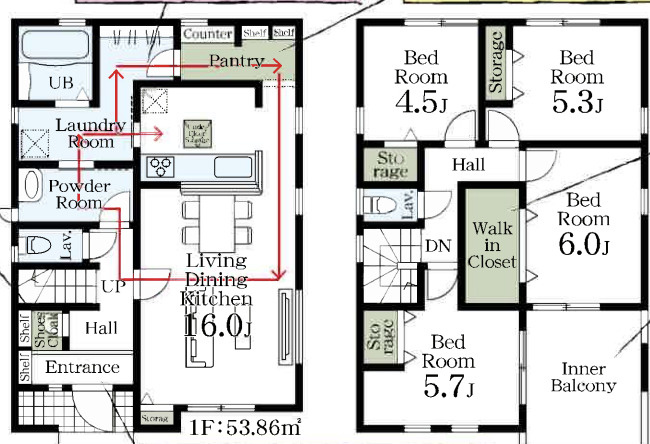 【間取り】 | 久喜市久喜東第10　新築戸建　全2棟　1号棟　 | 1号棟