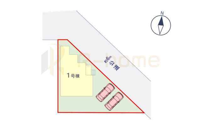 牛久市神谷12期　新築戸建て　1号棟の区画図|大きなお買い物だからこそ、メリット・デメリットを伝えさせて頂きます。
R-homeにお任せください♪