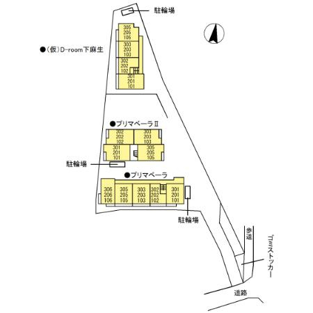 川崎市麻生区下麻生２丁目のアパートの区画図