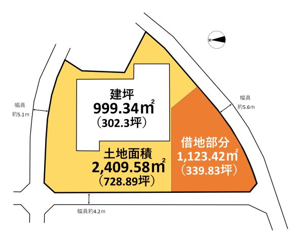 伊東市荻　店舗や工場に最適な大型物件の区画図|広大な土地建物