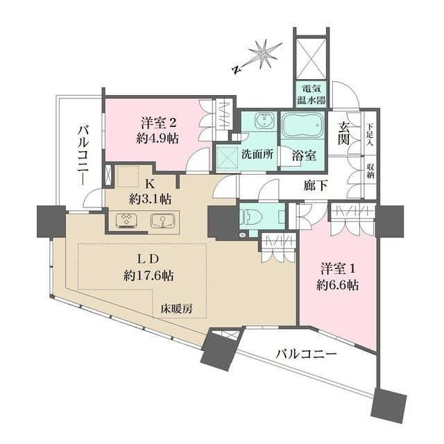ザ・パークハウス西新宿タワー６０の間取り