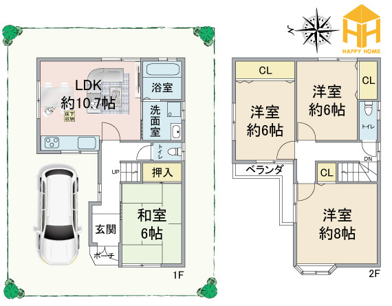 尼崎市東難波町4丁目中古戸建│4LDK+駐車1台可の間取り|※現況と図面が異なる場合現況を優先いたします。