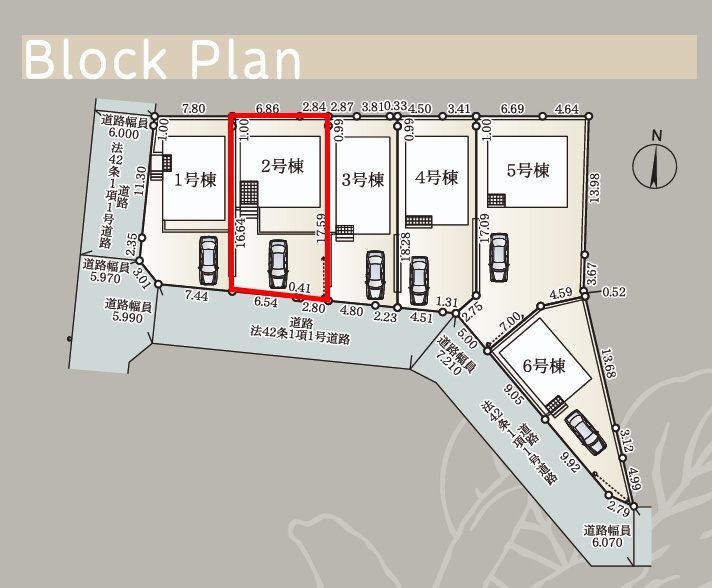 郡山市富田西６丁目　　　2号棟　　富田小学校、富田中学区の区画図