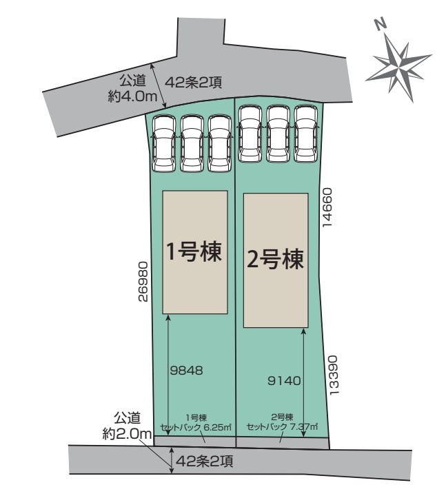 ★湖南市岩根　新築一戸建ての区画図|全2区画