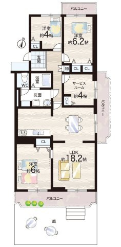 オリーブハイツ枚方長尾五号棟■中古マンションの間取り
