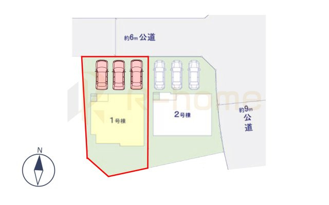 ひたちなか市外野1期　新築戸建て　1号棟の区画図|大きなお買い物だからこそ、メリット・デメリットを伝えさせて頂きます。
R-homeにお任せください♪