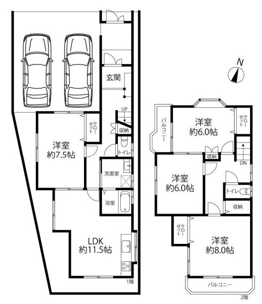 神戸市西区富士見が丘５丁目貸家の間取り