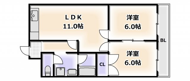 【間取り】 | メゾンドリュウ通天閣