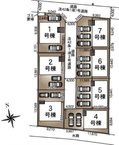 三郷市高州4丁目　新築戸建　全7棟　3号棟の区画図|■全7棟の分譲地■来客時にも安心な駐車2～3台可