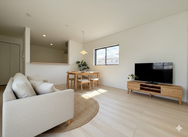 三郷市高州4丁目　新築戸建　全7棟　4号棟の居間・リビング|同施工会社の参考写真にCGによる画像処理を行っています。家具、小物、カーテン等はイメージはCGです。