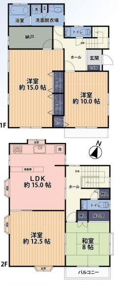東松山市野田　中古売戸建の間取り