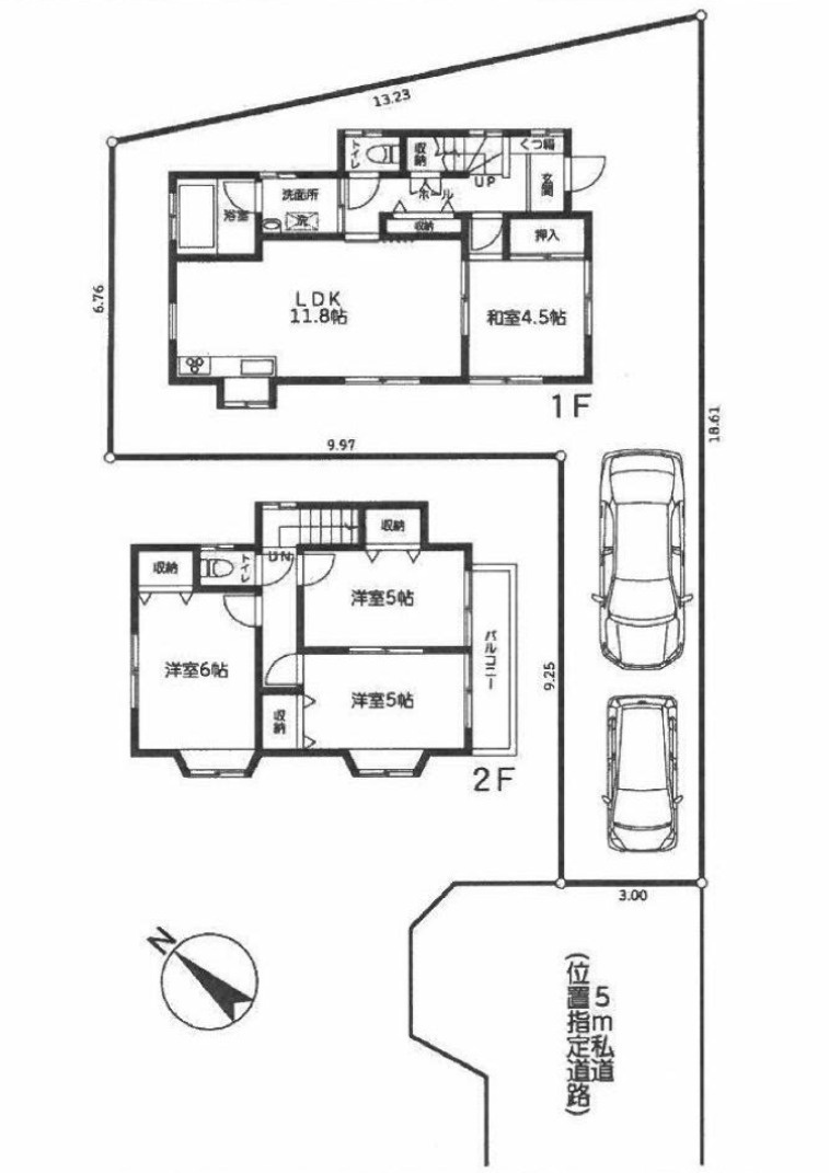 中古戸建　柏市花野井の間取り